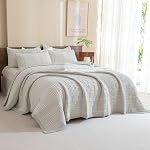 Sanracie Cotton Surdimensionné King Bedspread(120"x120"), Ensemble de patchs pour tissage à la Waffle 3Pcs Soft Lightweight Farmhouse Ensemble de literie surdimensionné King Quilt,Couverture de liteuse Luxury pour toutes les saisons