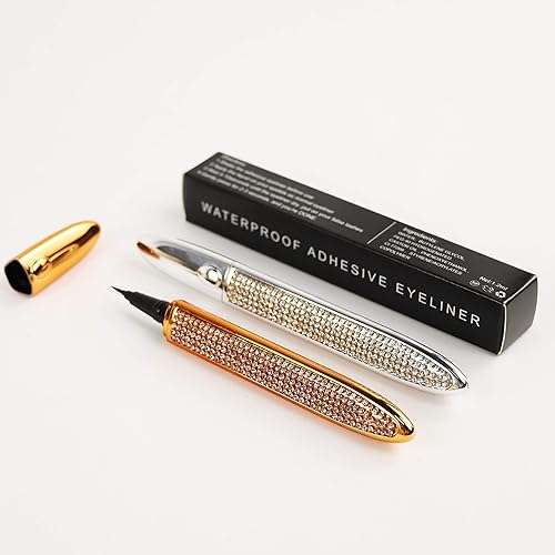 Magnetic Liquid Eyeliner Smudge Resistant Liquid Eyeliner Waterproof - Long Lasting Eyeliner Liquid Liner Black, Quick Drying Eye liner (Black Eyeliner 1 PCS)(Gold+Black)