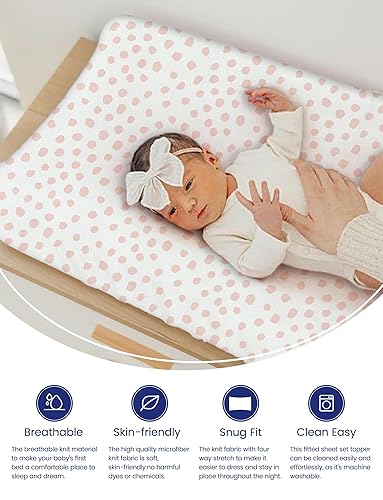 Miniatura 2 de TotAha Funda elástica de alta calidad, suave como la mantequilla, para cambiador de pañales para niñas y niños, súper elástica, de punto de jersey,