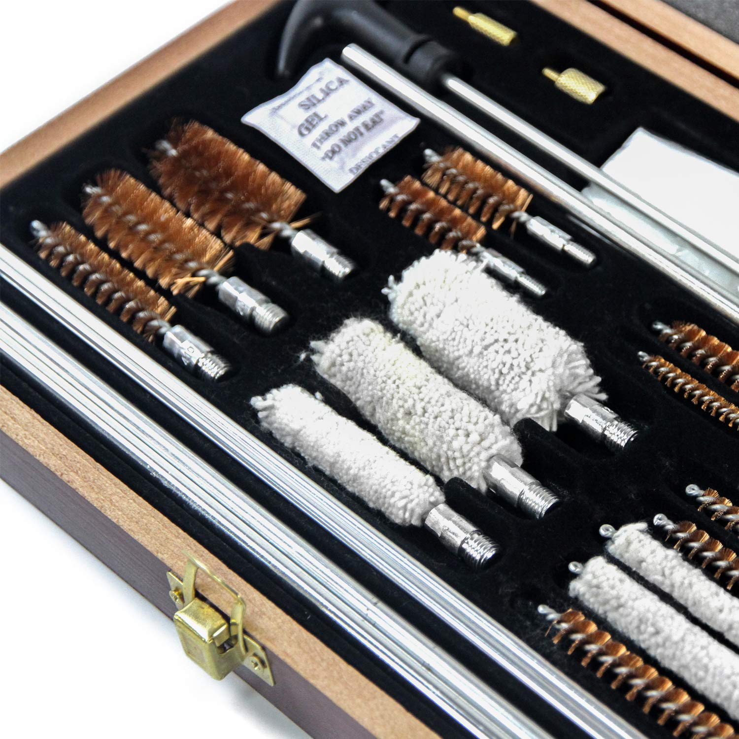 GUGULUZA, kit universale di accessori in alluminio per la pulizia di pistole e fucili, con custodia in legno