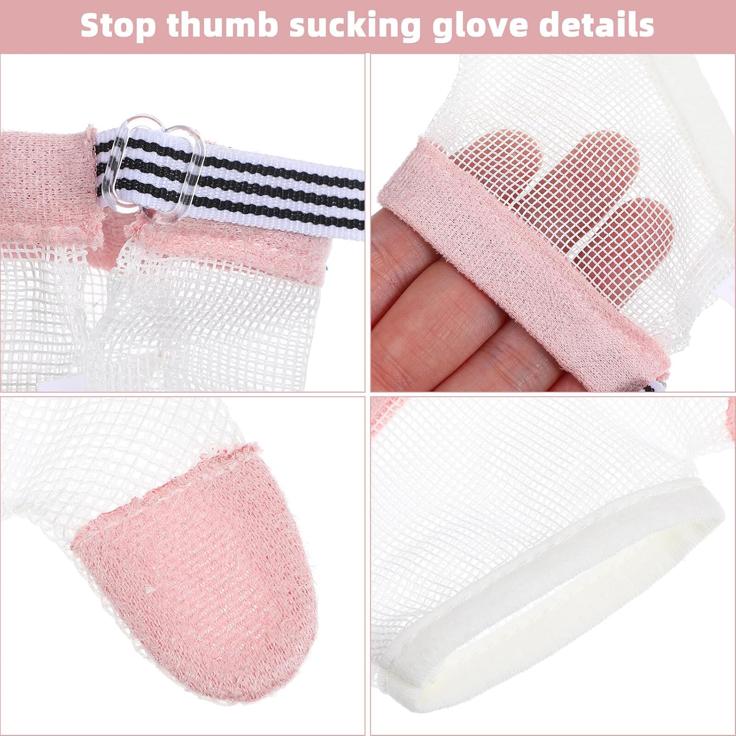 Stop Gloves for Infants, Finger Guard Thumb Cover, Soft Breathable Cotton Gloves, M Size, 2 Pairs, Anti-biting Protection for Babies Random Color
