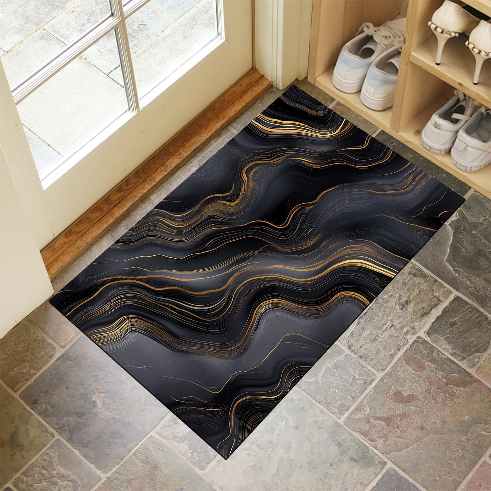 Paillasson extérieur antidérapant 80x120cm avec motif de vagues abstraites