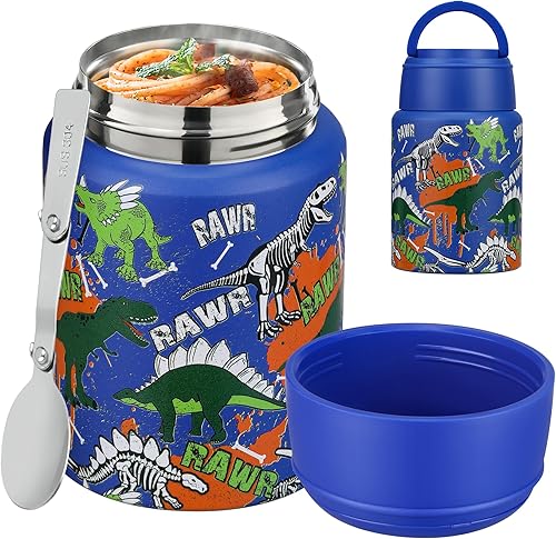 Miniatura 10 de Termo de sopa para comida caliente para niños, tarro de comida aislado de 16 onzas, contenedor térmico a prueba de fugas para niños, lonchera de