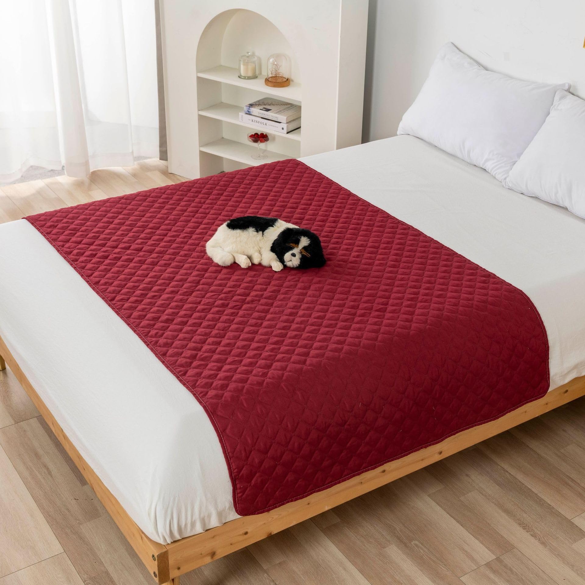 FANSU Absorbent Puppy Pads, Non-Slip Puppy Training Pads Reusable Dog Mat Washable Dog Training Pads Large Puppy Pads for Bed (130x210cm,Red)