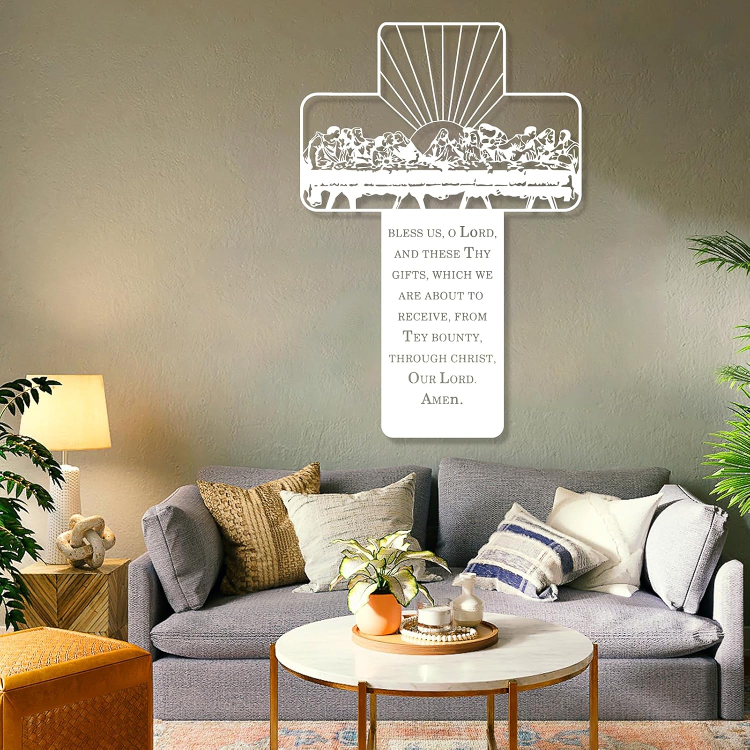 Jesus Last Supper Metal Wall Art, Christian Cross Wall