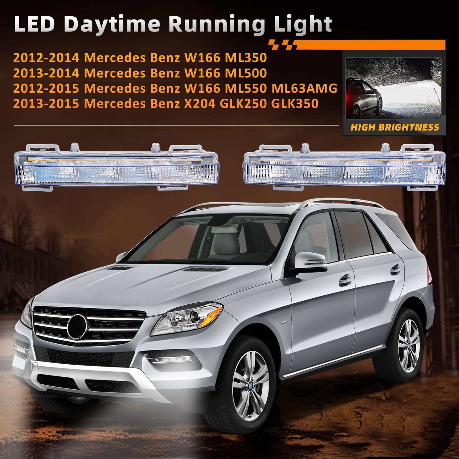 1 Pair LED Daytime Running Lights Replaces A2049065401 A2049065501