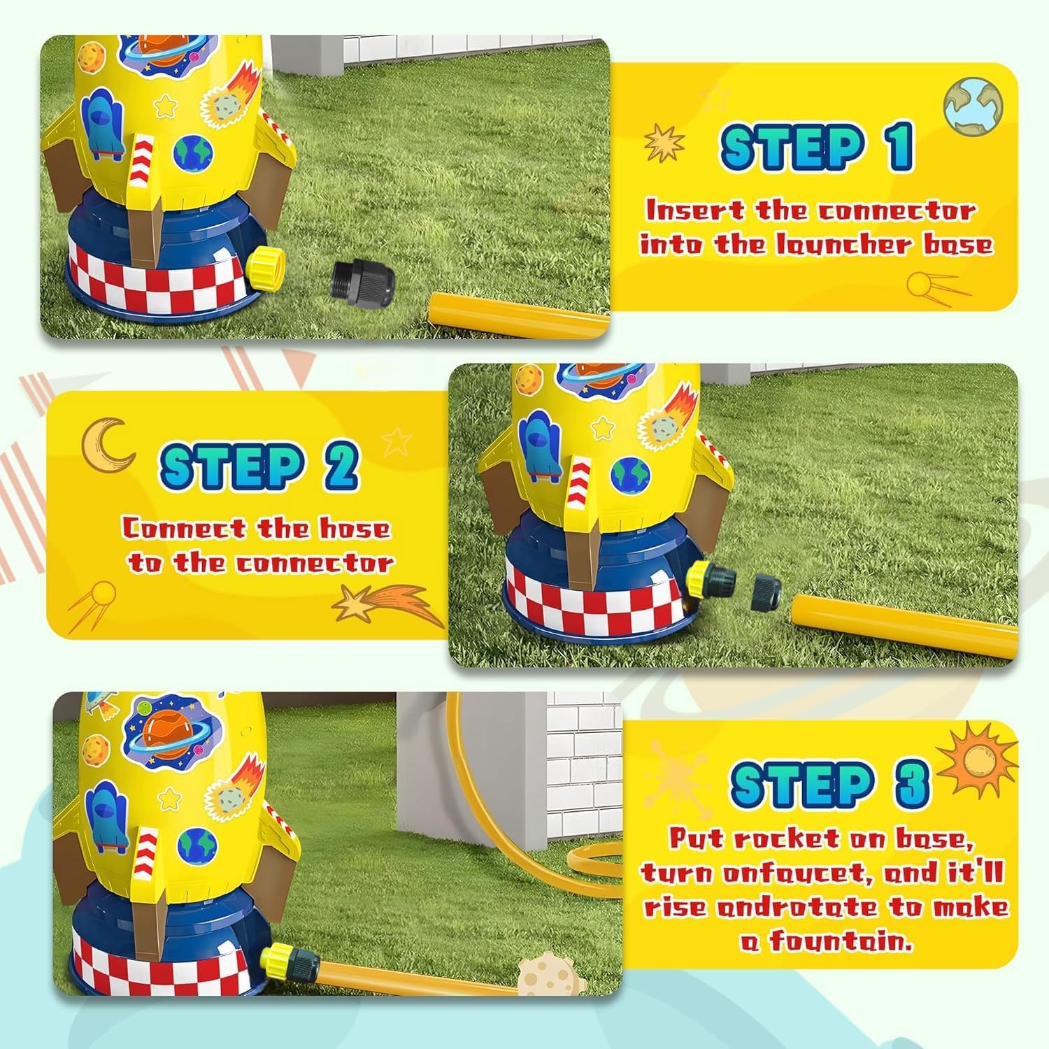 Giochi Acqua Bambini - Lanciarazzi ad Acqua per Giardino e Prato, Regalo di Compleanno per Bambini e Bambine da 3 a 14 Anni