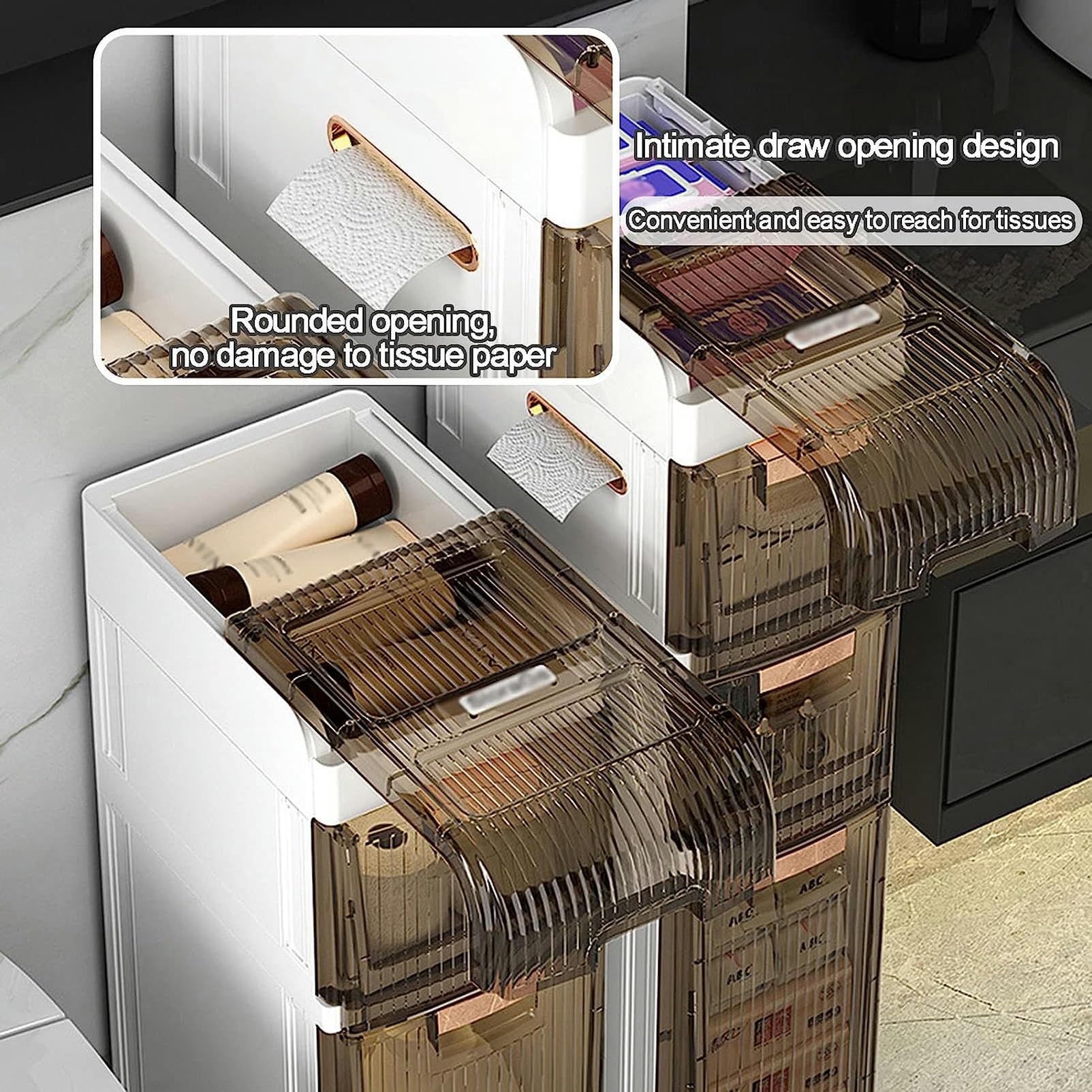 Cajones de almacenamiento apilables, gabinete de almacenamiento para El piso del baño, gabinete pequeño y Estrecho con estantes deslizantes, gabinete de almacenamiento la