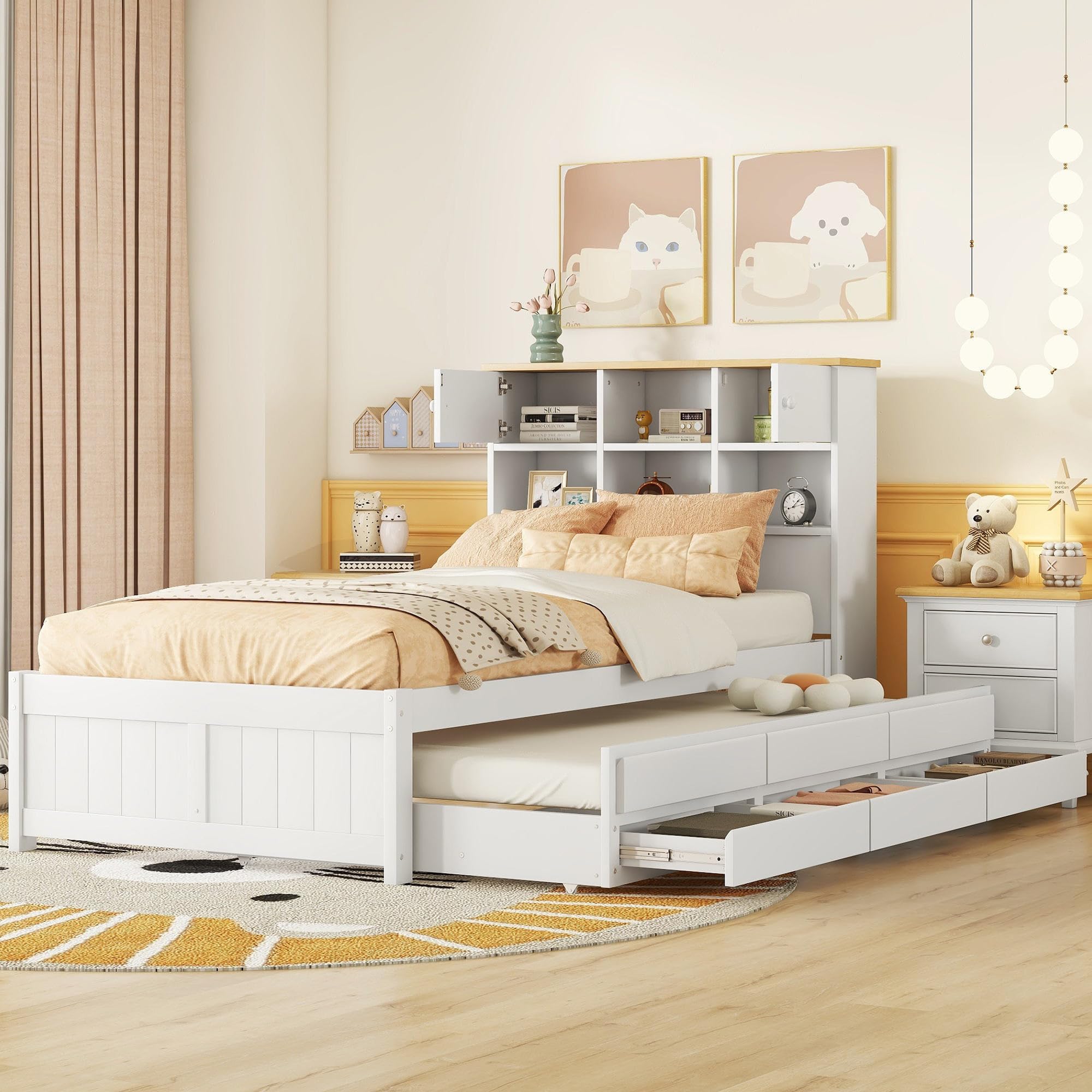 Eenpersoonsbed met uitschuifbed - 90 x 200 cm 90 x 190 cm - Slaapbank