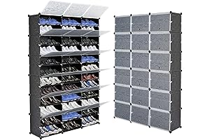 72-Pair Deluxe Stackable Shoe Storage Organizer Shelf Rack with Adjustable Tiers