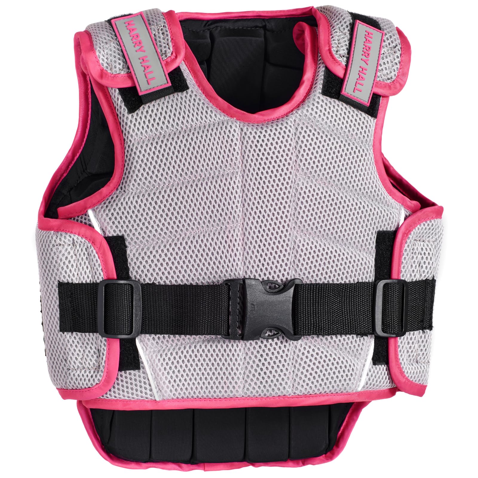 Harry Hall Zeus Kids Body Protector Horse Riding - Children Hi-Viz Equestrians Level 3 EN 13158 Girls Boys Protective Jacket Vest (Grey Pink, Small)