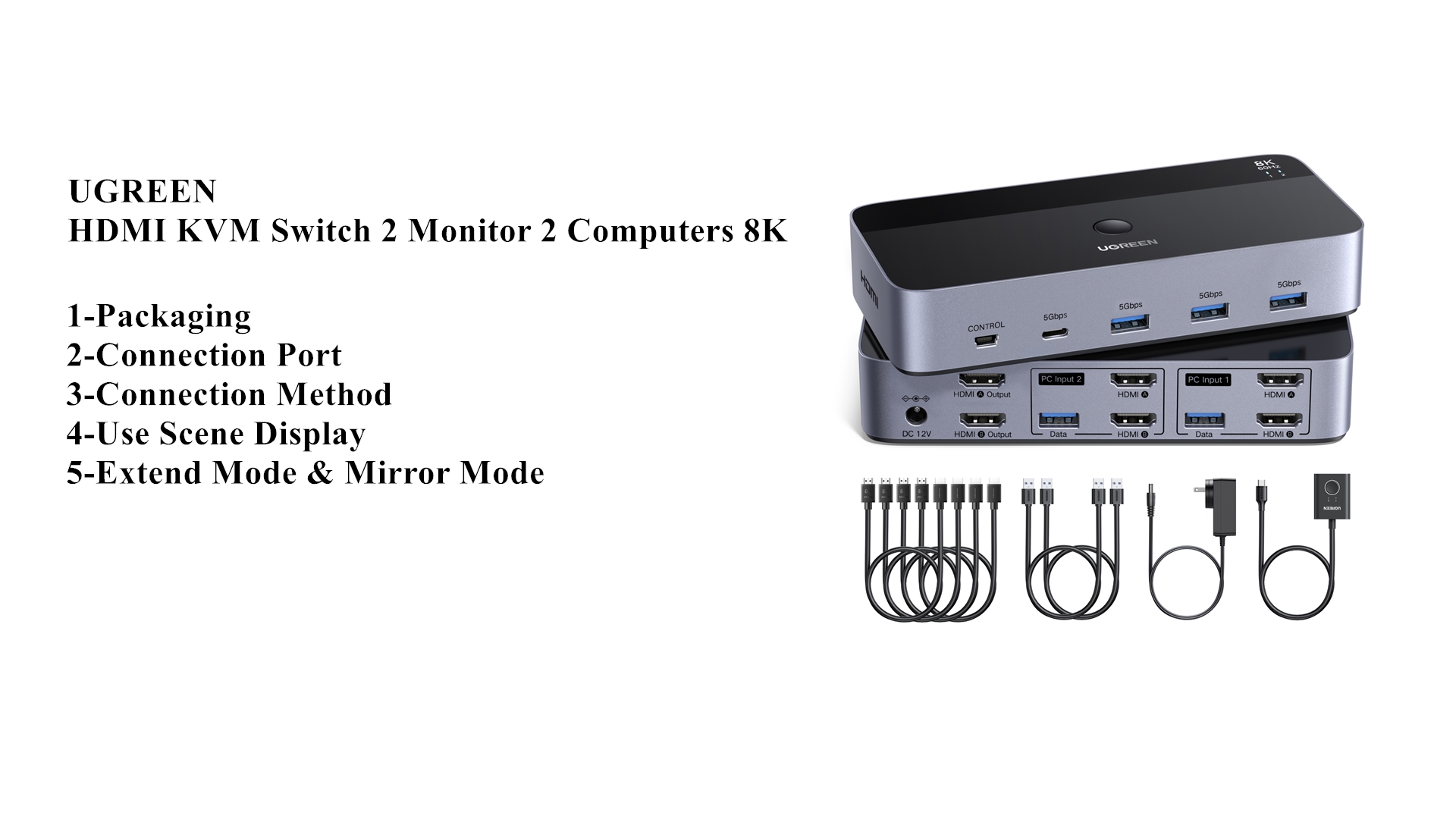 Amazon.com: UGREEN 8K@60Hz HDMI KVM Switch 2 Monitors 2 Computers