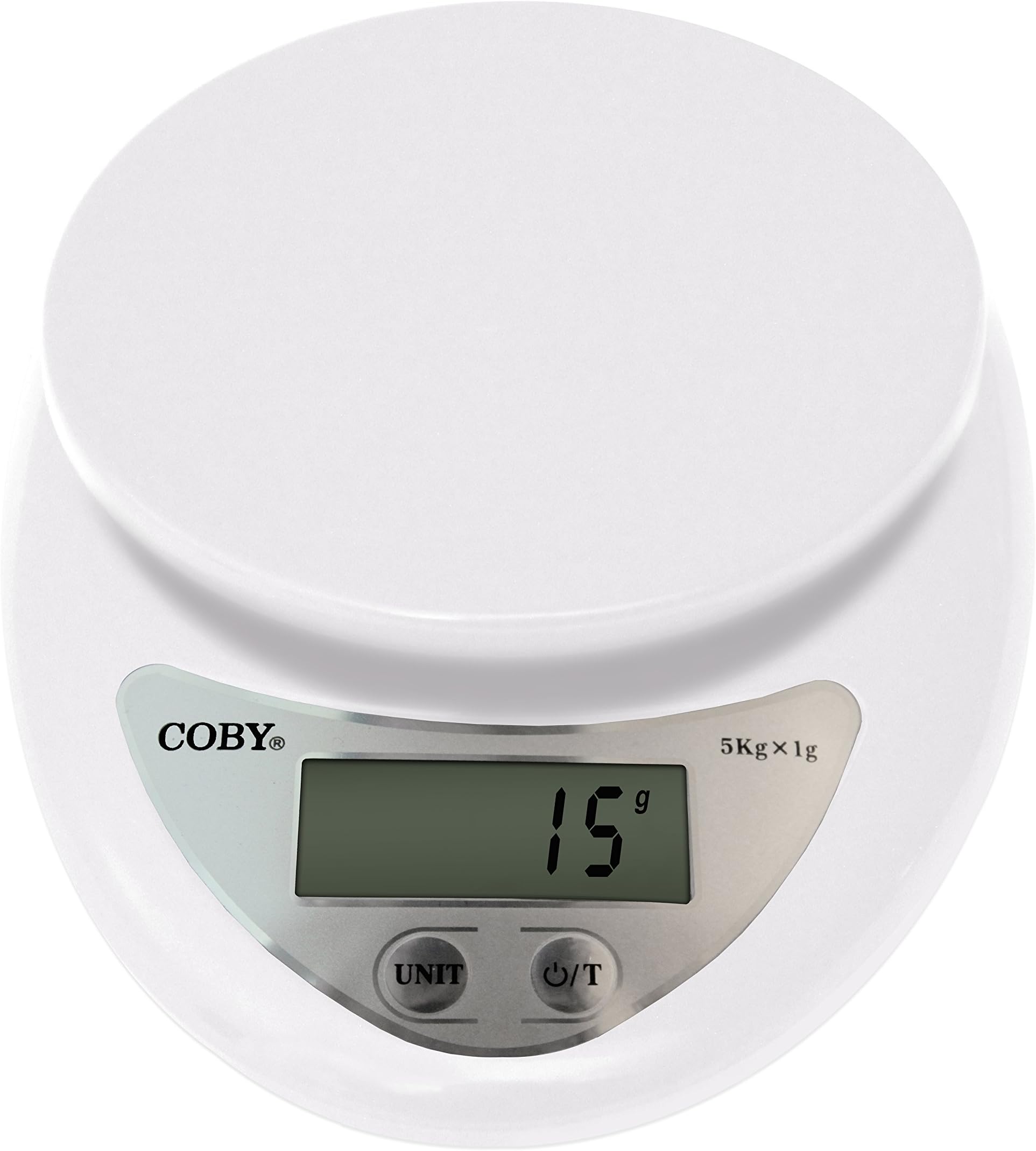 Coby Digital Multifunction Kitchen and Food Scale With TARE Function, 11 Pounds, Modern Winter White