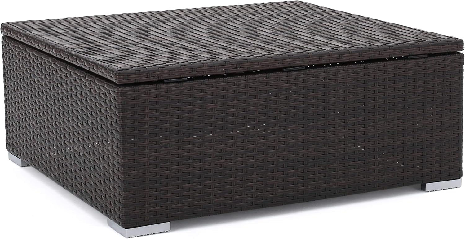 Christopher Knight Home Santa Rosa Outdoor Wicker Coffee Table with Storage, Multibrown