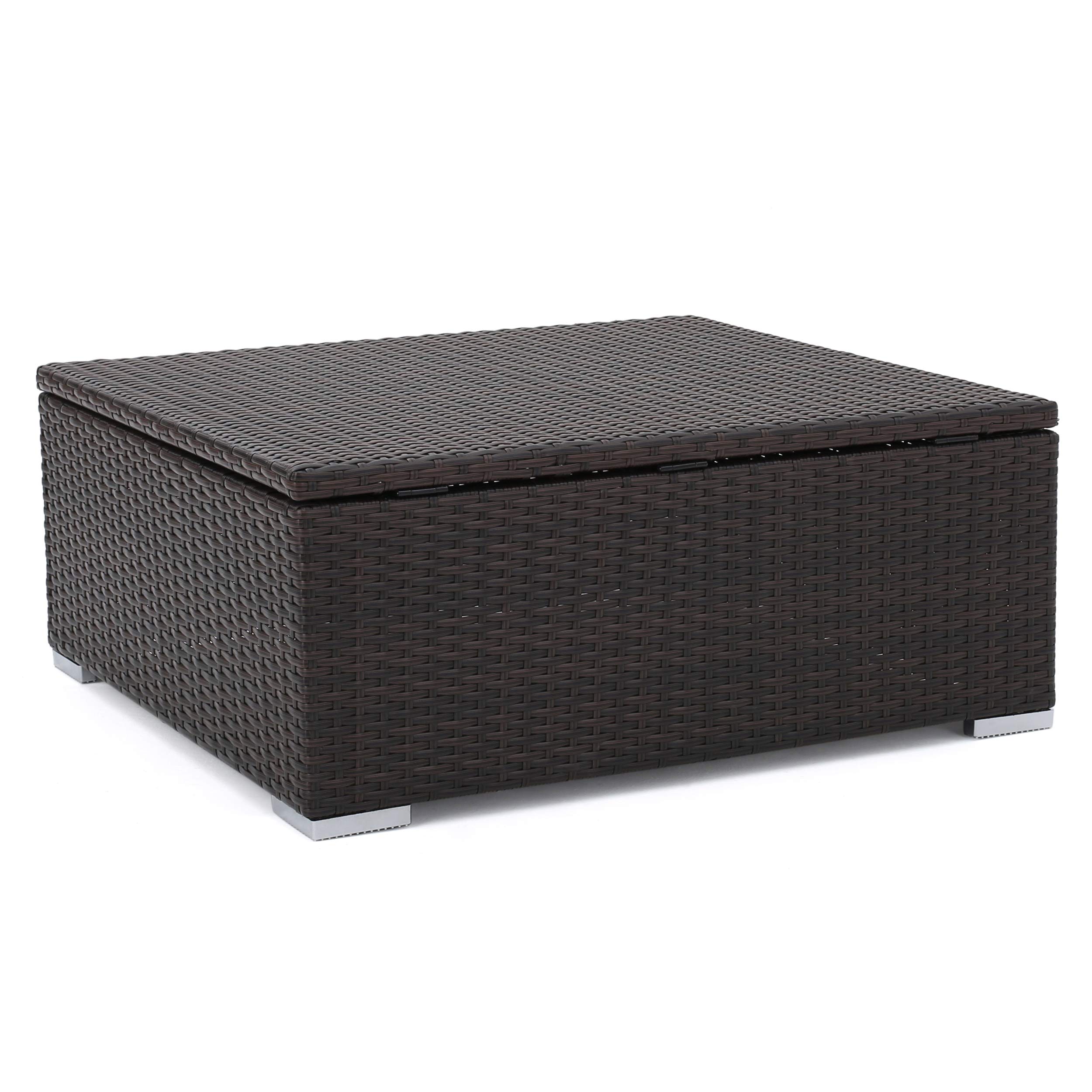 GDF Studio Costa Mesa Outdoor Multibrown Wicker Coffee Table with Storage