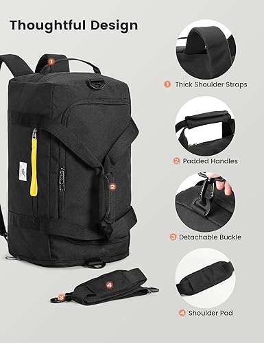 Miniatura 6 de SKYSPER Bolsa de gimnasio para hombres y mujeres Bolsa deportiva de 40 L con compartimento para zapatos, bolsillo húmedo para fitness, deporte,