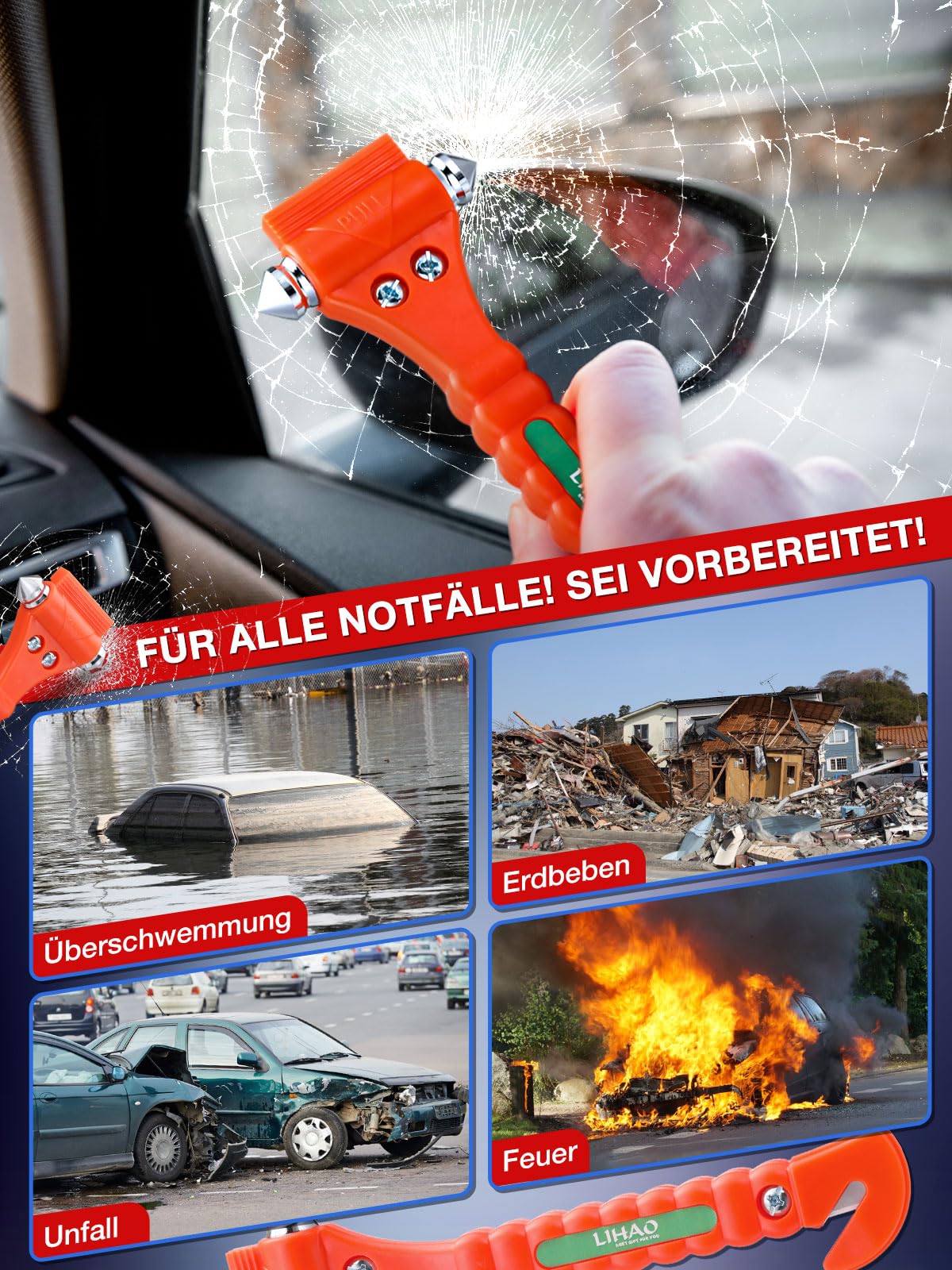 Multifunctionele Veiligheidshamer: 4-in-1 Auto Ontsnappingstool met Glasbreker & Zaklamp kopen vanaf een prijs van 1.24