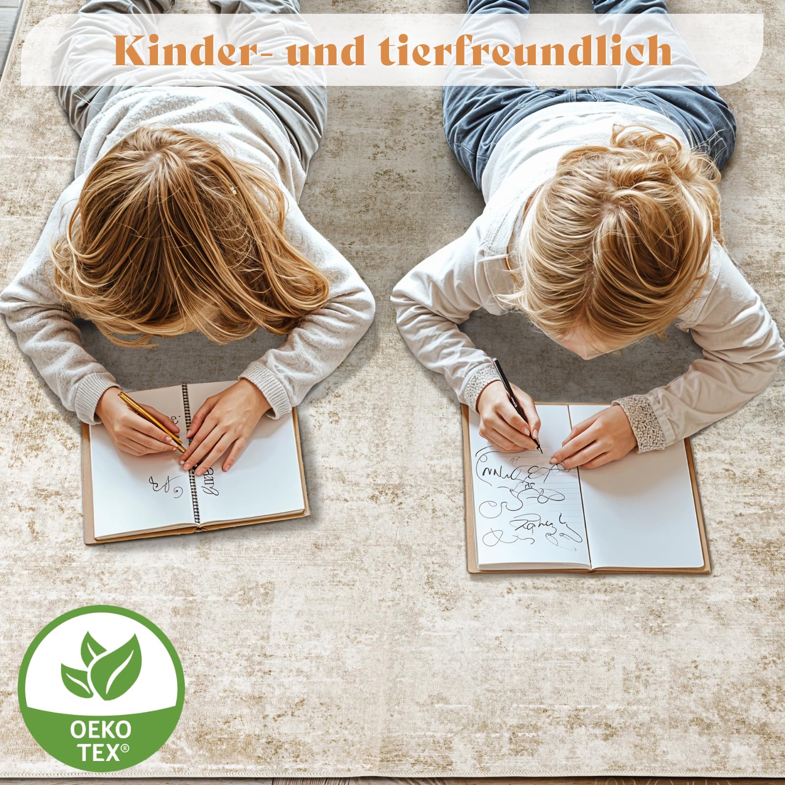 DEITAS Modernem Abstrakte Teppich Wohnzimmer 160x230cm, Ultraweicher Kunstwolle Kurzflor Carpet, Waschbar rutschfest Teppich für Schlafzimmer und Esszimmer, Büro, Beige