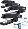 Rapesco 1756 Business Pack: 4 ECO Half Strip Staplers and 4 Boxes of 1000 266mm Staples, 20 Sheet Capacity, Black