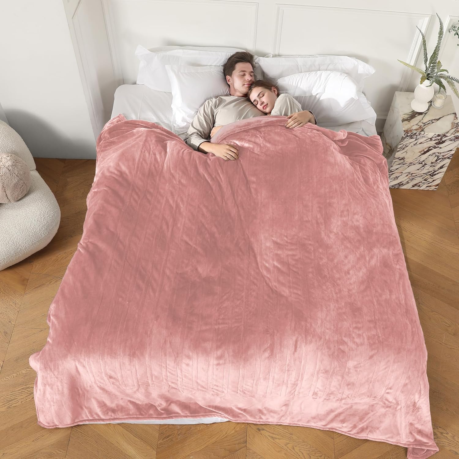 Electric Blanket King Size, Super Soft Cozy Upgraded Flannel Heated Blanket Dual Control with 5 Heating Levels & 10 Hours Auto Off, Fast Heating & Overheat Protection, 100" x 90", Candy Pink