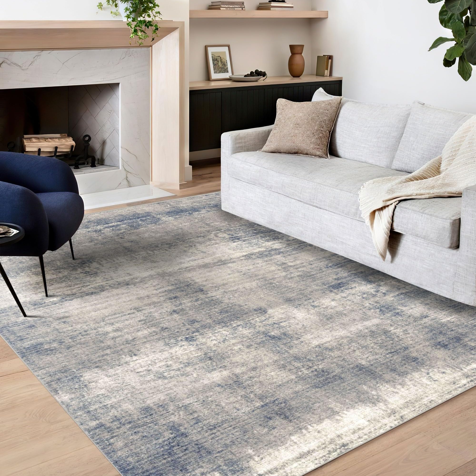 8x10 Area Rugs for Living Room, Non-Slip Backing Washable Rug 8x10, Large Area Rug Soft Carpet for Bedroom Dining Room, Neutral Modern, Easy Clean,