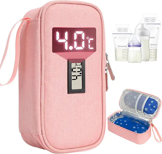 YOUSHARES Breast Milk Cooler Bag with Temperature Display - Portable Isolation Bag for 4-6 Milk Bags
