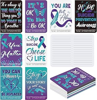 Cinrobiye 24 Pcs Suicide Prevention Awareness Mini Pocket Notebook Bulk Teal Purple Ribbon Motivational Notebook for Suicide Prevention Month Charity Mental Health Care Seminar Party Favors Gifts