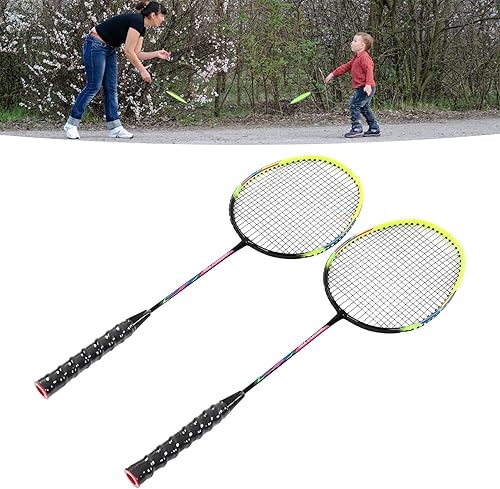 Miniatura 4 de Juego de 2 raquetas de bádminton para juegos de patio al aire libre, juego recreativo, principiantes, juego de raqueta de bádminton verde, a la