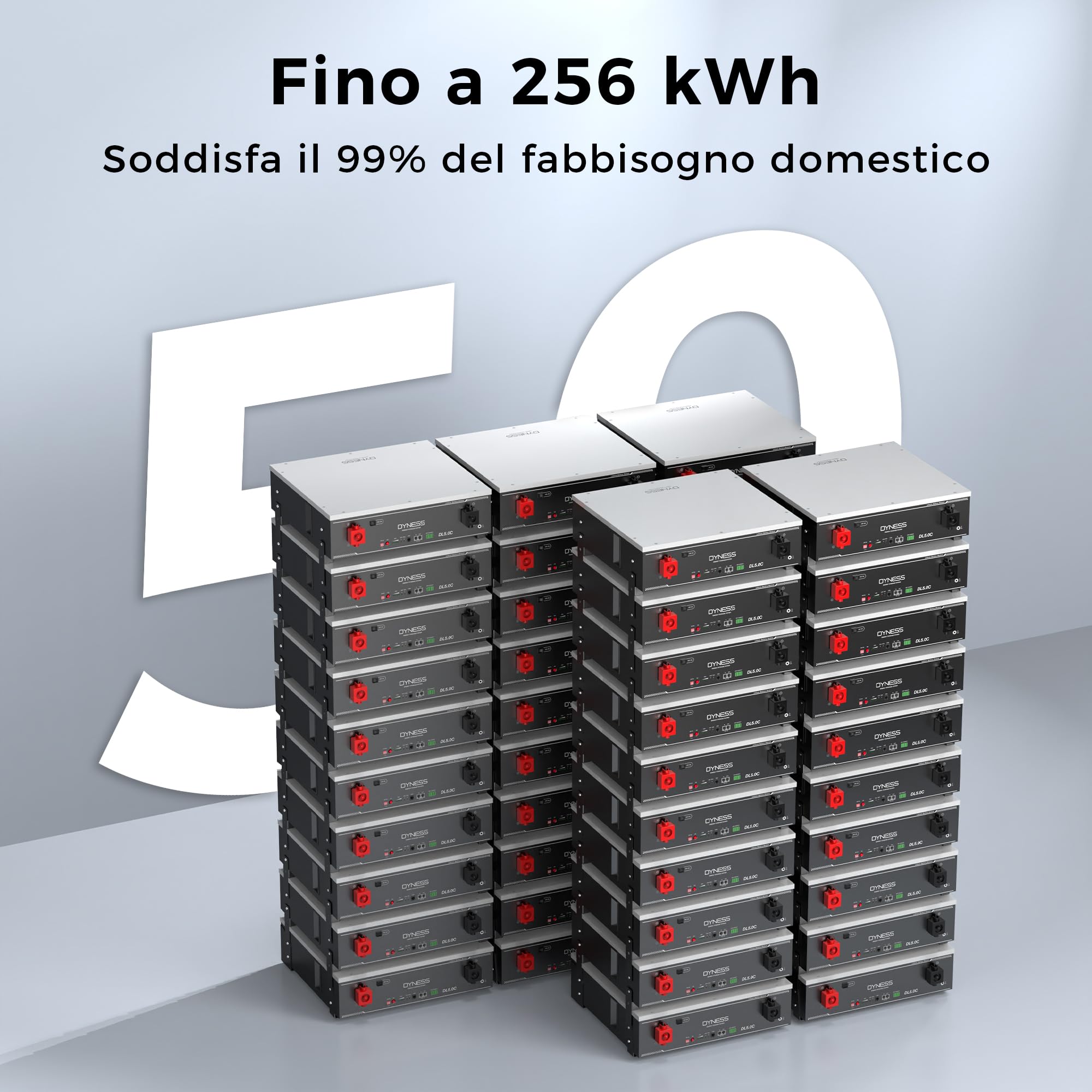 Batterie LiFePO4 da 48V(51.2V) 100Ah con BMS100A, WiFi, Supporto CAN & RS485, Batteria Solare al Litio Ferrofosfato da 5.12kWh per Impianto Solare Completo, Sistema Fotovoltaico