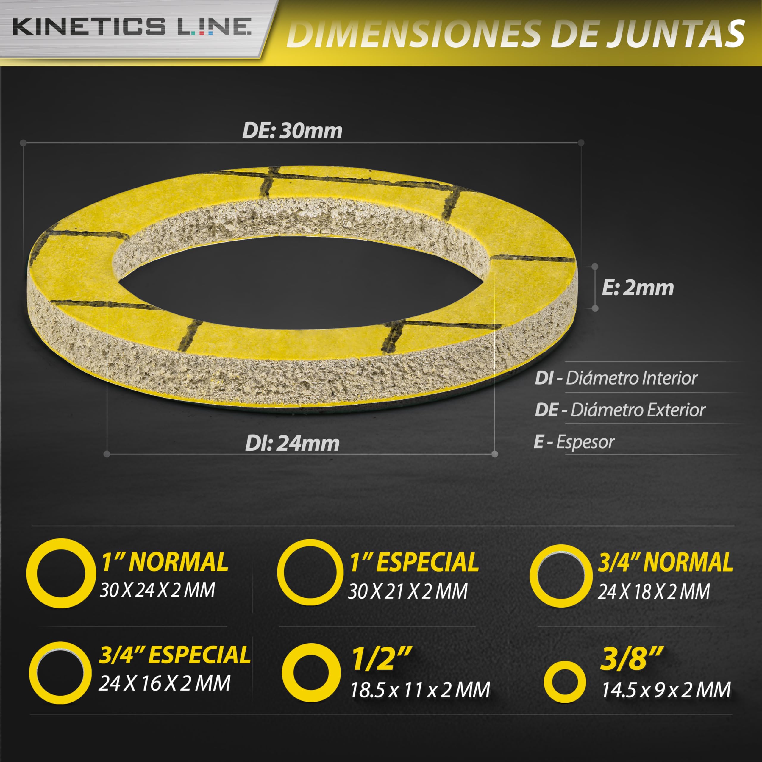 Juego De Juntas Planas De Estanqueidad Flexibles 300 Piezas – Surtido De Juntas De Brida 3/8–1 Pulgada – Alta Temperatura 350°C 100 Bar – Para Gas Agua Caldera Calefacción