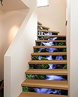 Vista 4 de FLFK - Adhesivos de escalera con efecto cascada - Juego de 15, adhesivos para peldaños de escalera tipo pela y pega, 39.3 x 7.08 pulgadas