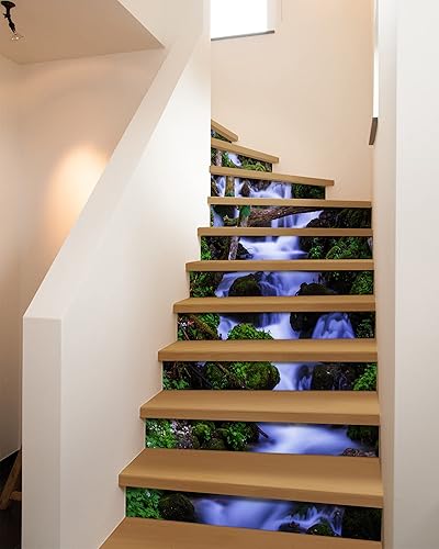 Miniatura 4 de FLFK Calcomanías para escaleras en cascada, juego de 15, calcomanías para elevadores de escaleras de pelar y pegar, 39.3 x 7.08 pulgadas