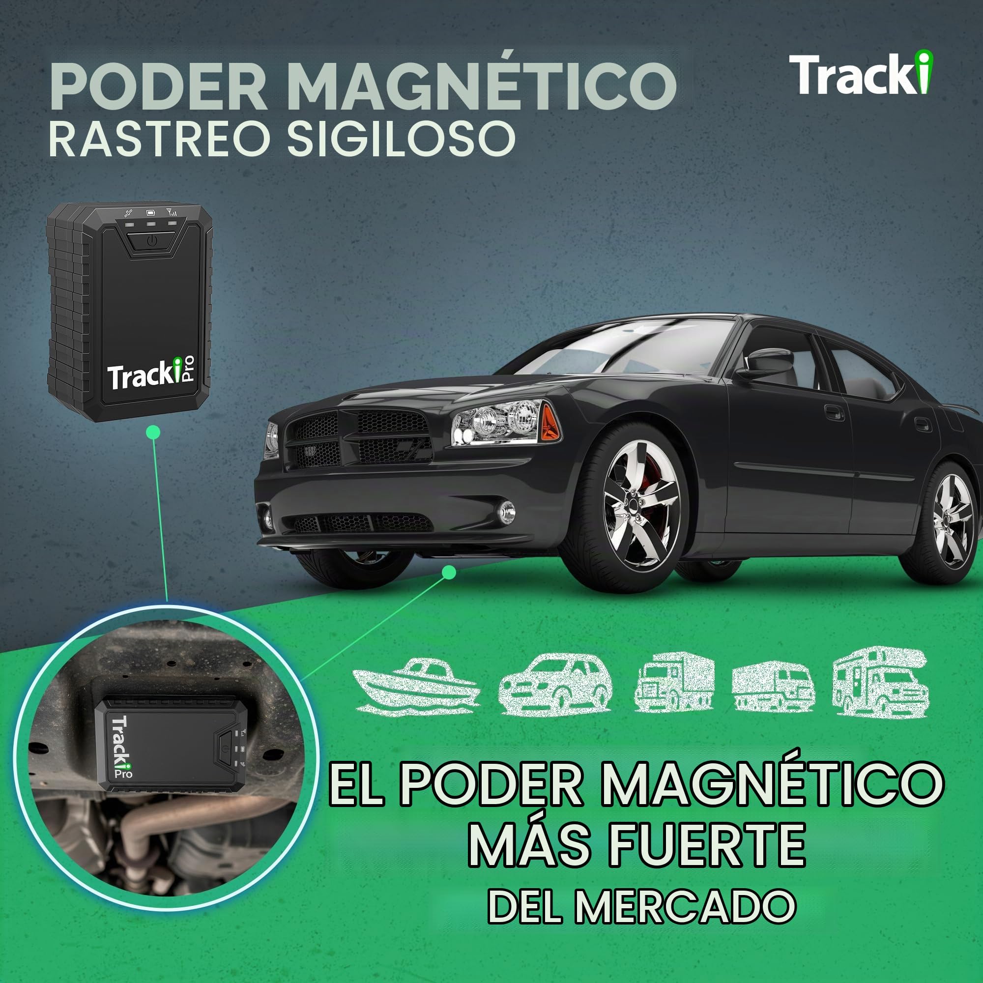 Tracki Pro Localizador GPS para Coche Magnético de Larga Distancia – Rastreador GPS de Coche Oculto, Resistente al Agua, 4G LTE con Batería hasta 7 Meses, Alertas Inteligentes (Requiere Suscripción)