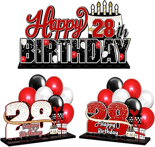 Miniatura 179 de LINGTEER Juego de centros de mesa de acrílico azul con texto en inglés «Happy 100th Birthday» – Decoración de regalo de fiesta de cumpleaños número