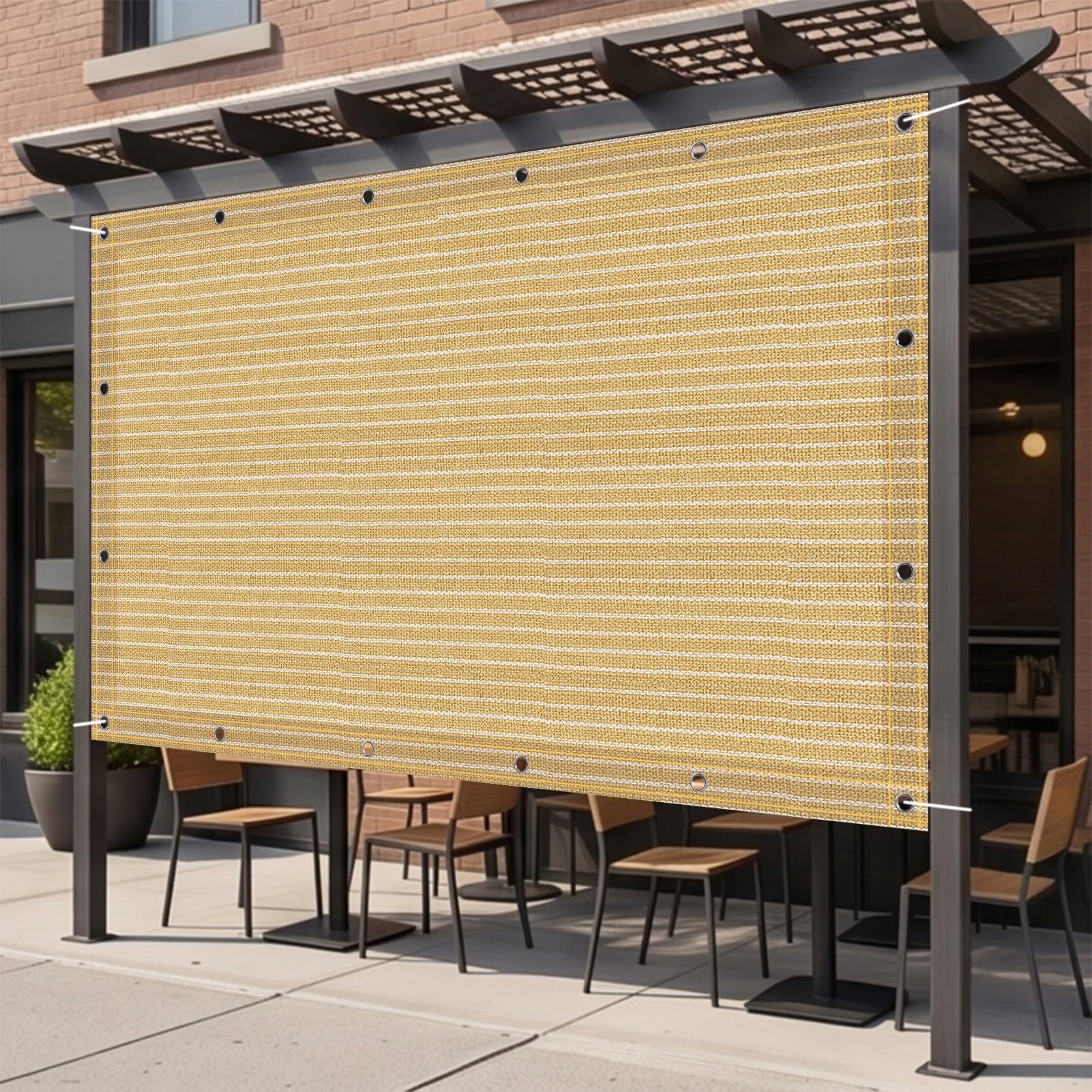 Toldo para Sombra 100 x 410 cm Protección UV Malla Sombreo Toldo Varios Tamaños para Invernadero Plantas Terraza, Amarillo Arena