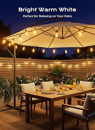 Brightown 100FT Solar String Lights Outdoor Waterproof, Patio Lights with Remote and 31+2 LED Shatterproof Bulbs, Dimmable & Timable, 3 Light Modes, Solar Lights Outdoor for Yard Camping Party Outside