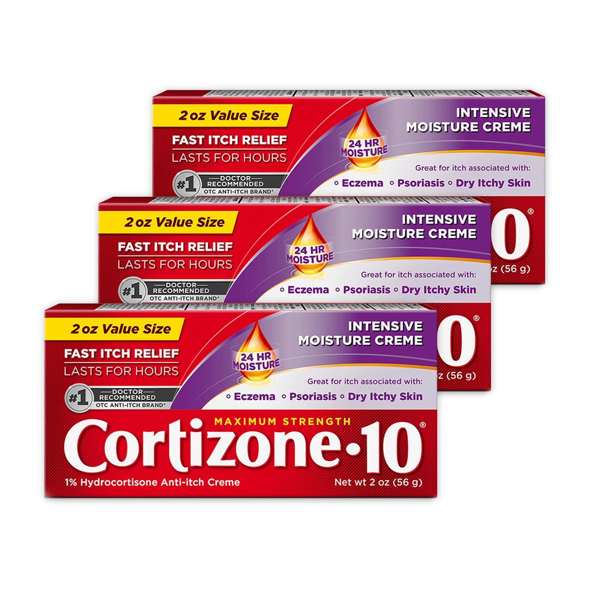 Cortizone 10Maximum Strength Ultra Soothing Anti-Itch Cream, 1% Hydrocortisone Creme, 2 oz. (Pack of 3)