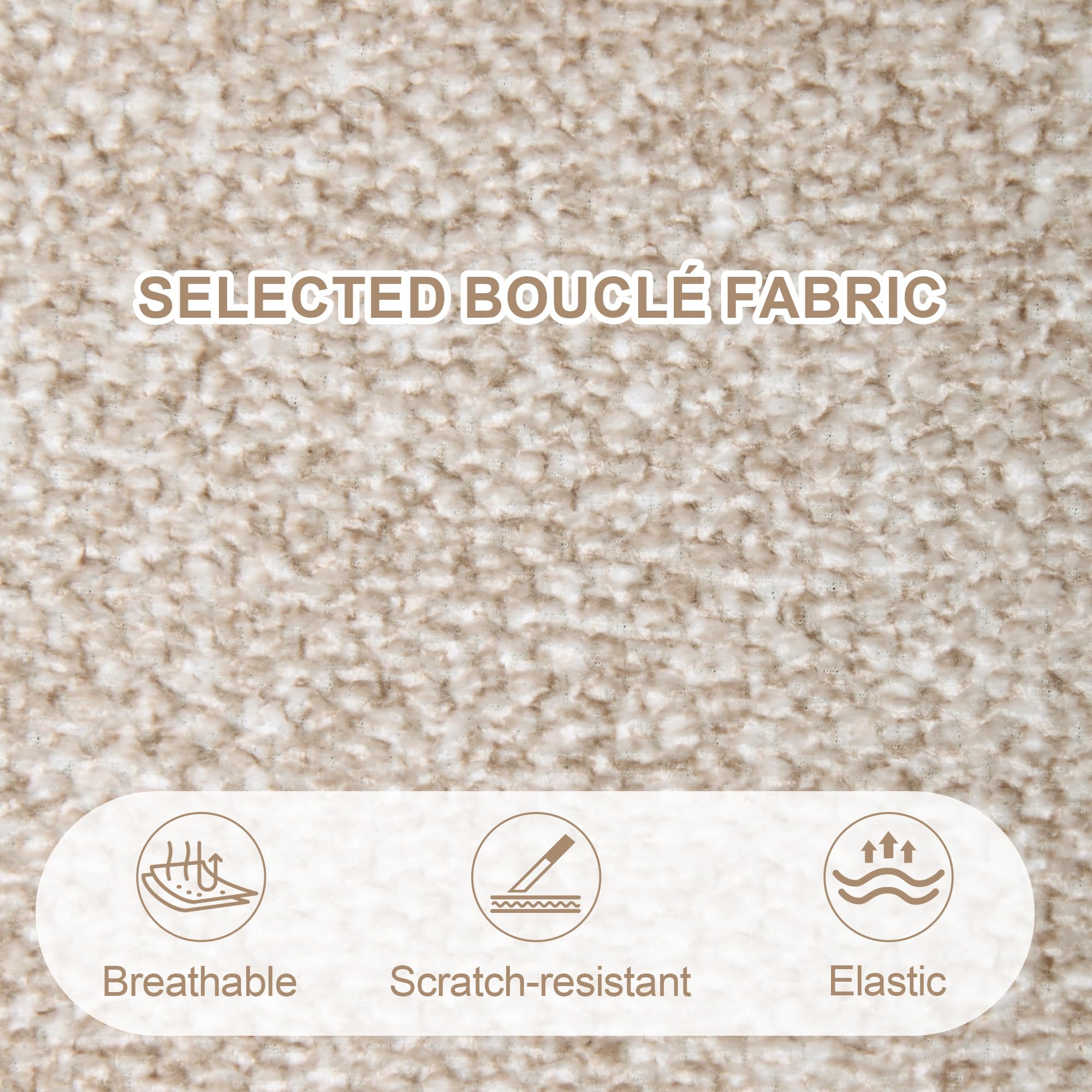 Duhome Sedia da pranzo girevole a 360 gradi in tessuto bouclé moderna poltrona lounge imbottita per cucina, soggiorno, camera da letto, corridoio, beige