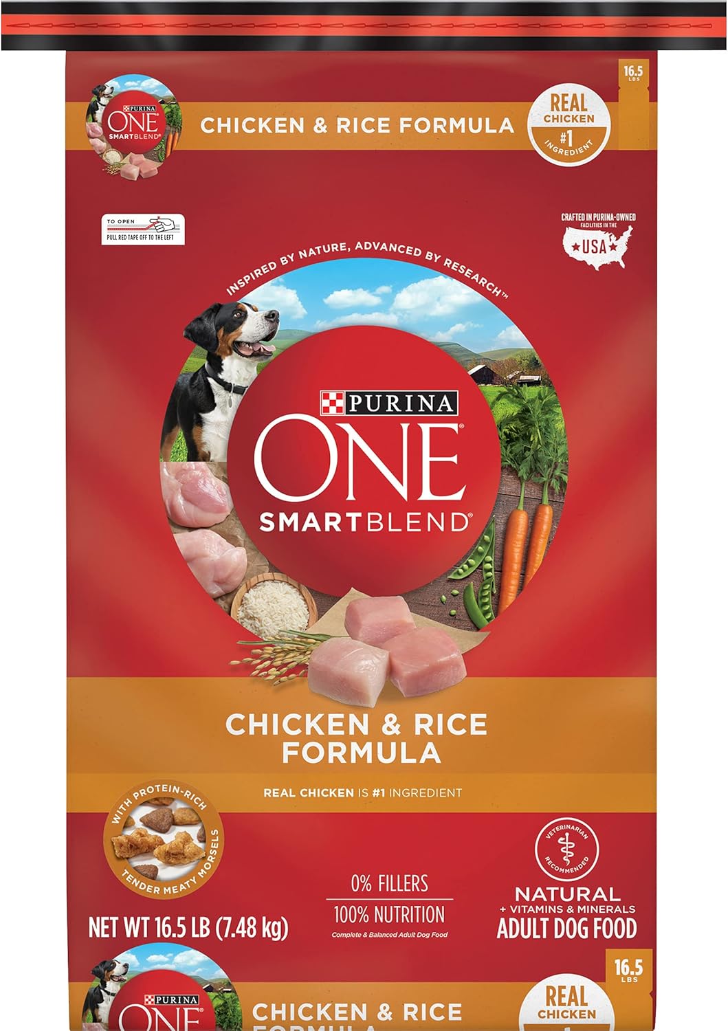 Purina ONE Natural Dry Dog Food, SmartBlend Chicken & Rice Formula - 16.5 lb. Bag : Pet Supplies