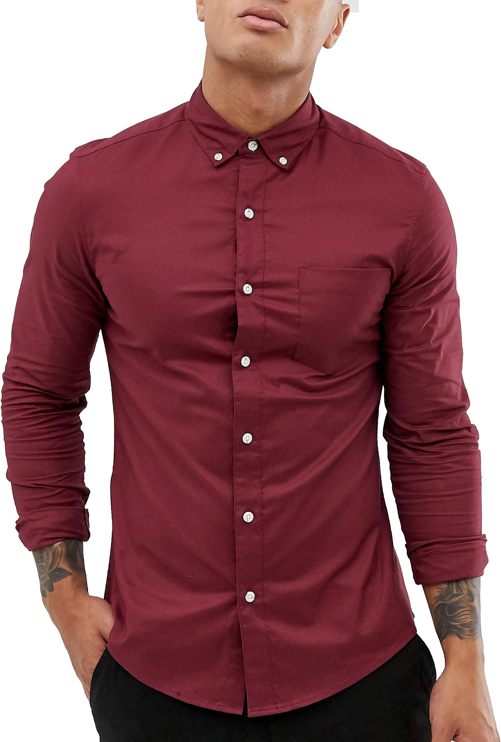 Richard Hawkes Men's Regular Fit Button Down Casual Oxford Shirt Long Sleeve