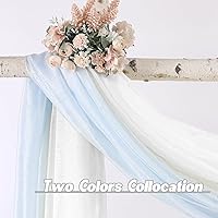 Vista 3 de DONREN Bufanda de ventana de 144 pulgadas de largo para fiesta, cenefa suave y semitransparente de lujo para boda (1 panel, blanco)