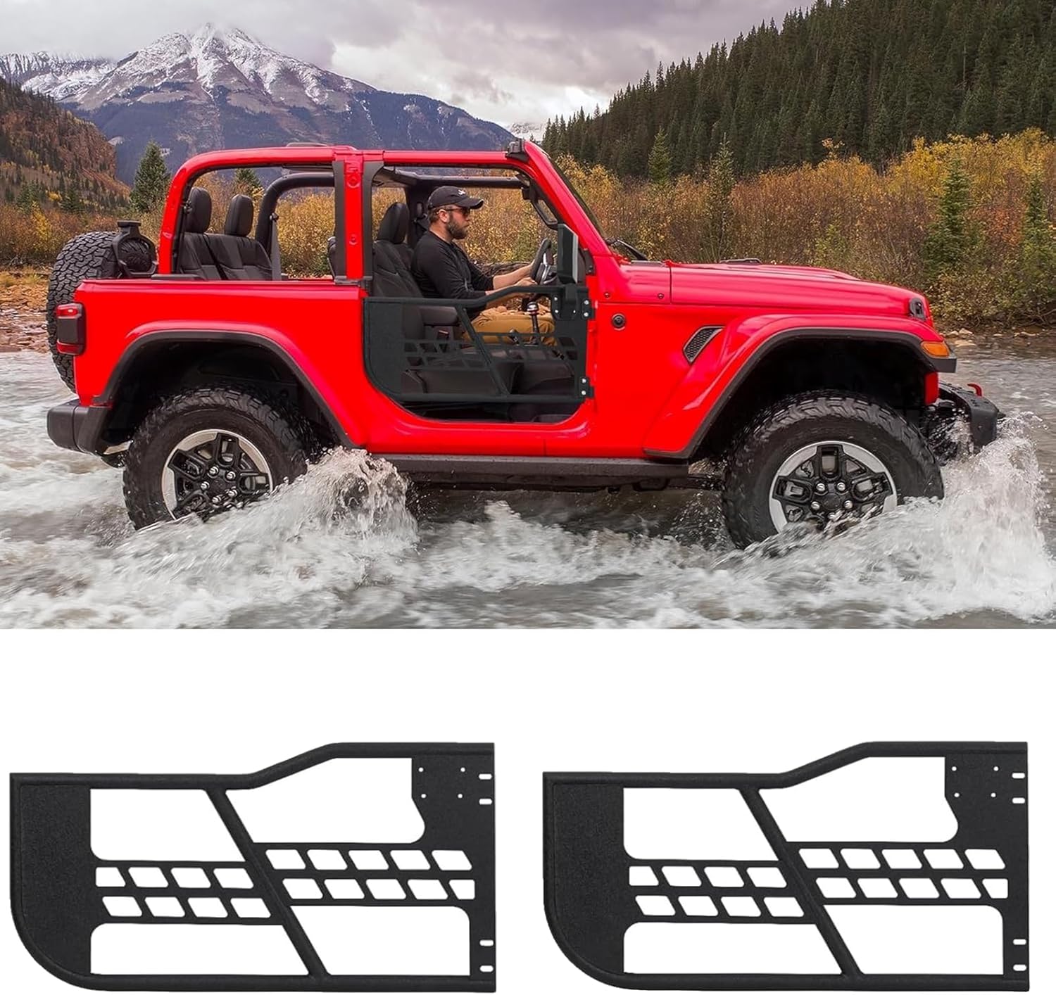 TROPOW Off Road Tubular Trail Doors Compatible with Jeep Wrangler TJ 1997-2006 - Set of 2 Tube Half Doors for Offroad Adventure (Not Include Sideview Mirrors)