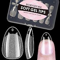 Vista 1 de Puntas de uñas de gel suave extra cortas en forma de almendra, 120 piezas Puntas de extensión de uñas con cobertura total pre-buf, puntas de uñas