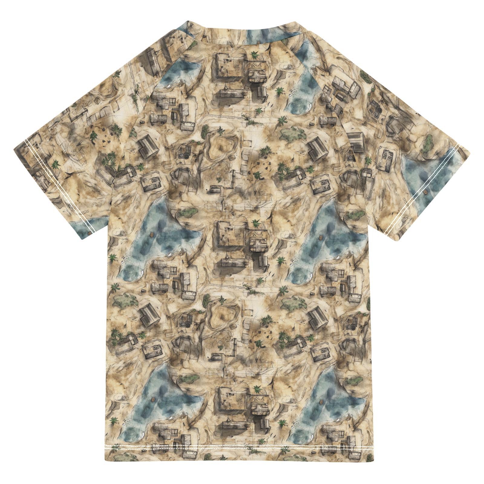 Kids Bathing Suit Short Sleeve Rash Guard Boys 11T Game Map