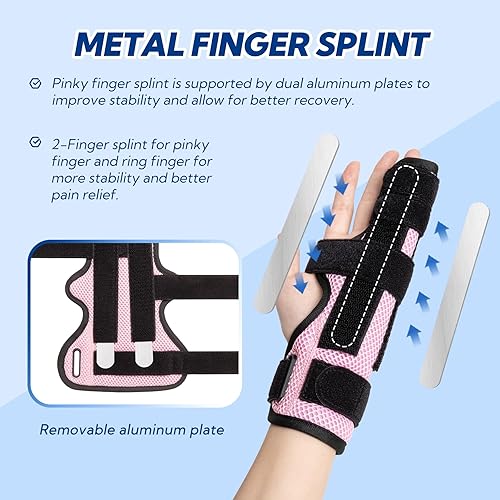 Miniatura 3 de Férula de dedo meñique, férula para dedo gatillo para mano derecha e izquierda, férula de canalón cubital, férula metacarpiana para dedo boxeador,