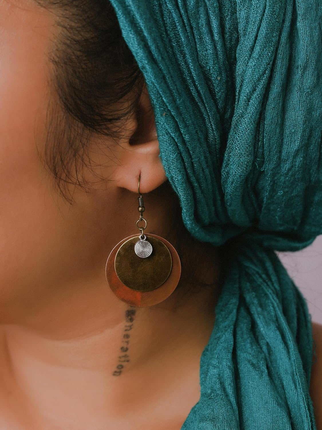 MINACHI Bohemian Antique Layered Circular Disc Dangle Drop Earrings, Boho Jewelry Gift for Women - Image 6