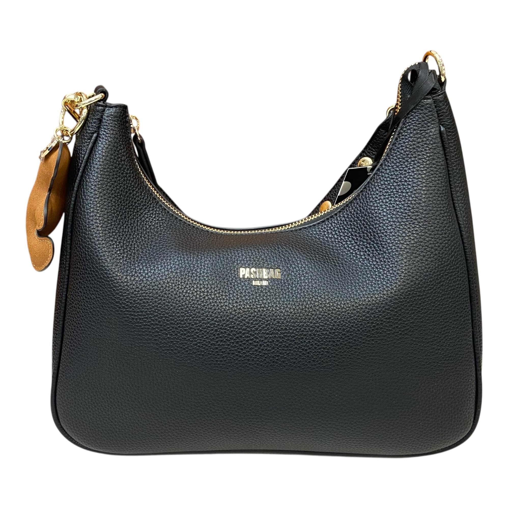 BORSA DONNA SACCA Media DA SPALLA con doppia tracolla lunga ALISSA (Nero)