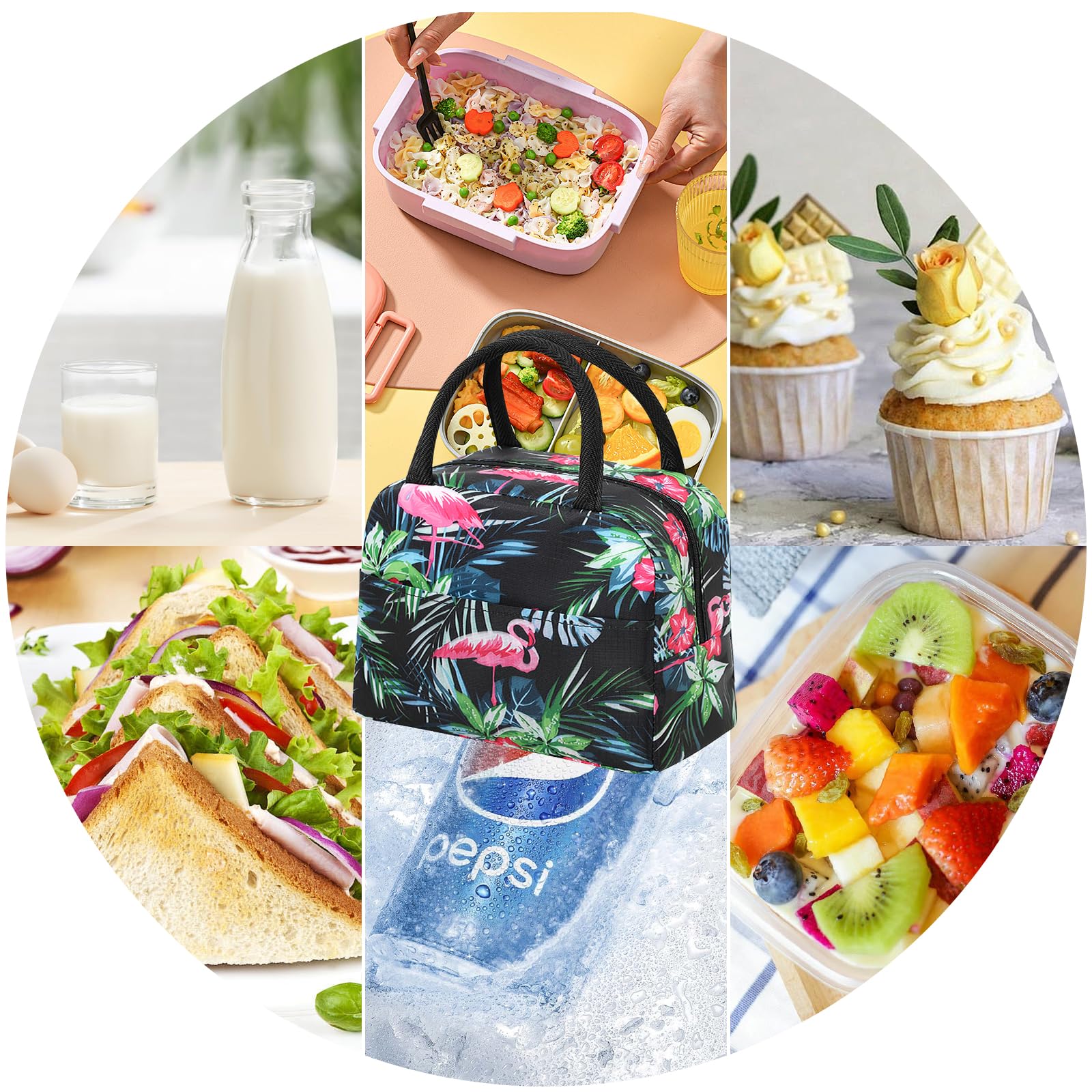 Borsa Termica Porta Pranzo Con Stampa Fenicottero - Leggera E Pieghevole - Foto 12