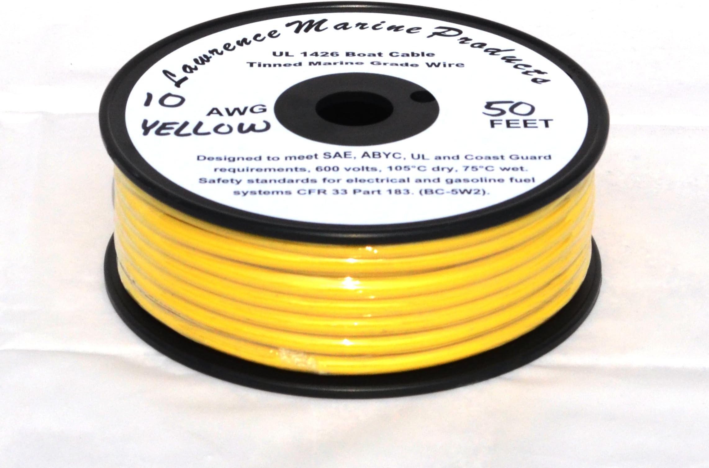 10 AWG Tinned Marine Primary Wire, Yellow, 50 Feet