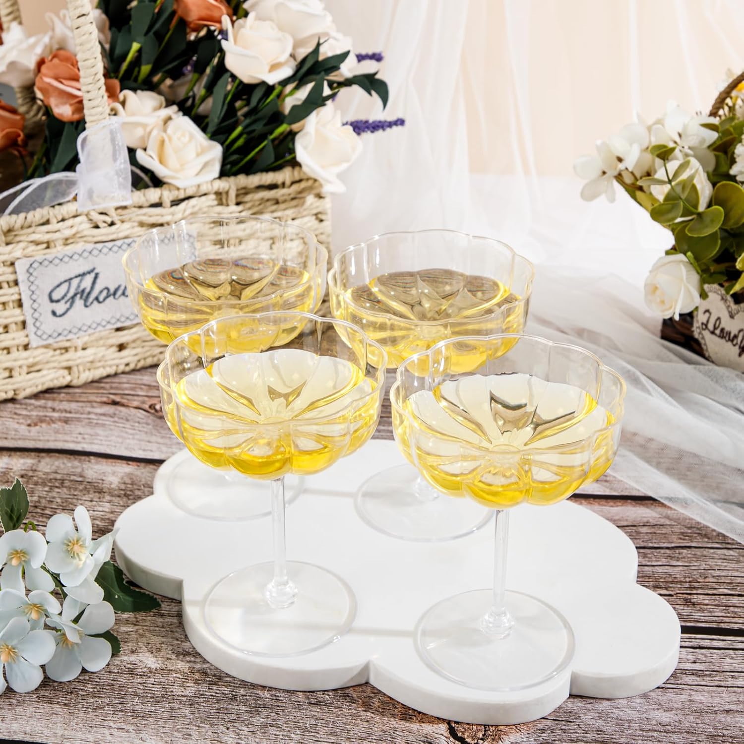 LIYH 20 Pcs Plastic Champagne Glasses 8 oz Champagne Flutes Plastic Cocktail Glasses Coupe Cups Disposable Martini Cups Perfect for Bar Cocktails Martinis Parties - Image 4